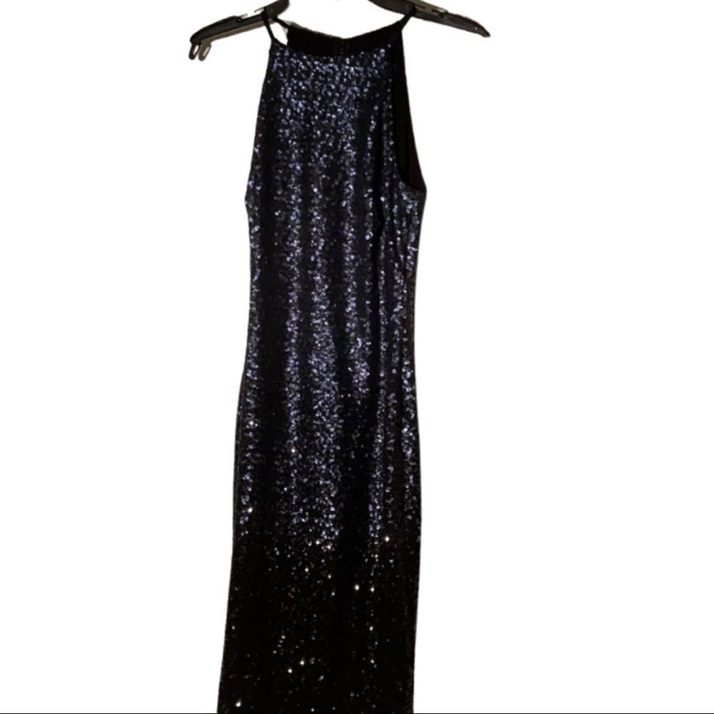 Ralph Lauren Ombré Sequin Blue Sleeveless Gown